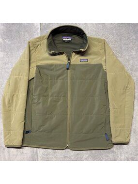 Patagonia Mens Pack In Jacket Large Olive Tan Full Zip